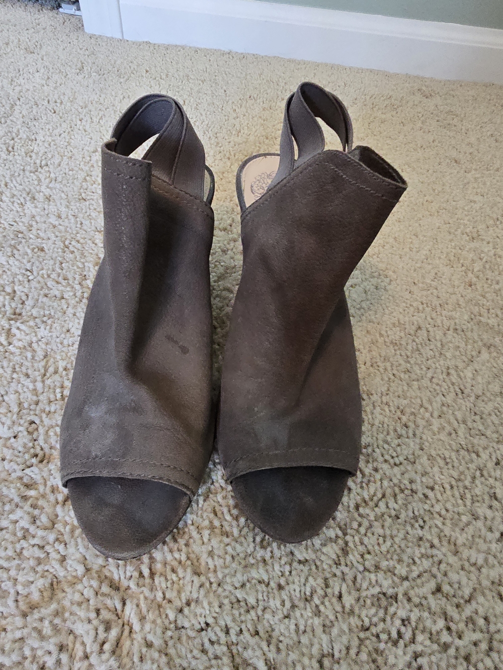 Vince Camuto Brown Open-Toe Suede Slingback Mules
